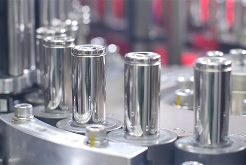 Panasonic Lithium-ion automotive batteries shown on an assembly line